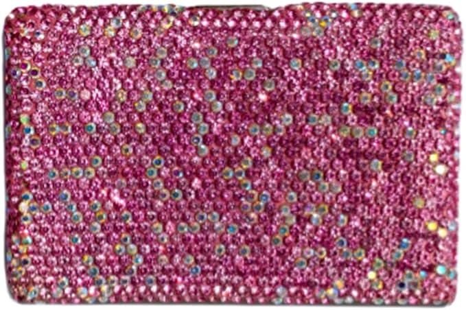 1Pc Card Wallet Card Case Bling Bling Business Card Holder,Pink | Fashion,Crystal and Aluminum,Unisex-Adults,Compact Purse,Rhinestone