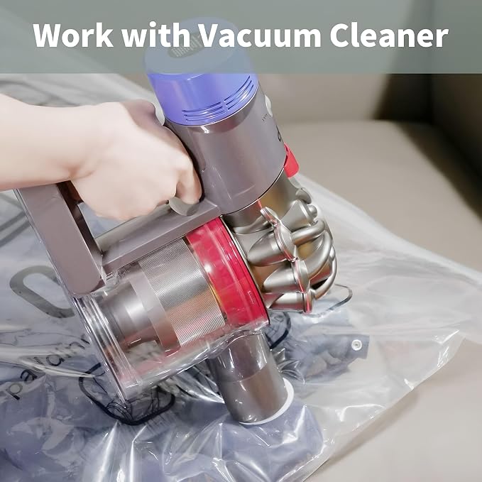6 Pack Hanging Vacuum Storage Bag,Reusable Space Saver Compressed Bag with Hangers