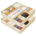 DIMJ Drawer Organizers Clothes, Set of 14 Dresser Organizer Bins, Fabric Closet Organizers and Storage, Shallow Drawer Dividers for Nursery, Clothing, Baby Clothes, Socks, Underwears, Tie (Beige)