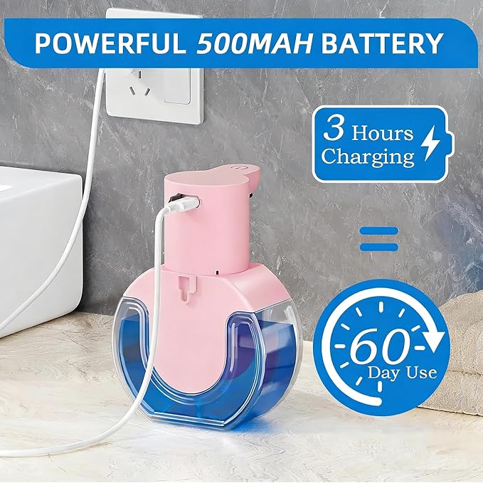 2Pack Automatic Soap Dispenser Touchless, Rechargeable Liquid Soap Dispenser,15oz/420ml Smart Hand Soap Dispensers,4-Level Adjustable,Wall Mount for Bathroom Kitchen Dish Soap,Hands-Free(Pink)