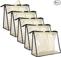 5 PCS Hanging Handbag Storage Organizer Non-Woven Transparent Dust-proof Homewares Purse Wallet Closet Storage Bag with Zipper and Handle (XL) ﻿