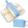 BuyCard Blue Large Capacity Corduroy Pencil Case, Casual Style, Zipper Pouch Organizer for Teen Girls, Boys, Women and Men