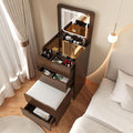 3 in 1 Vanity Desk with Mirror and Lights,Small Make Up Vanity Set with Visible Glass Desktop,Compact Makeup Vanity with 3 Drawers & Stool, Dressing Table for Bedroom (Walnut, 18.9" L)