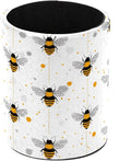 Leather Pen Holder for Desk, Bees Pencil Cup Pen Organizer Makeup Brush Holder for Office Home Kids Countertop Desk Accessory Storage