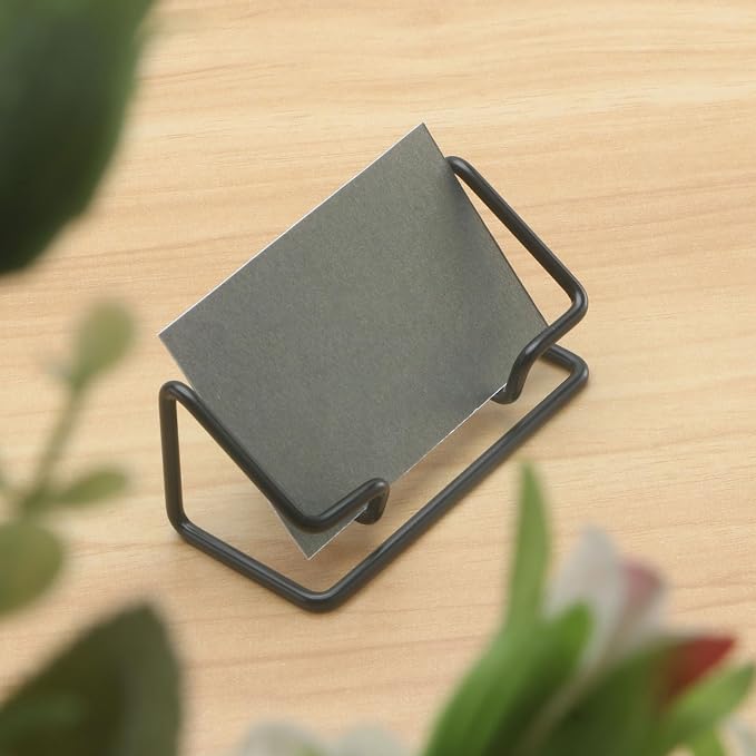 2 Pack Business Metal Business Card Holder office decor Card Holder Desk Display,Business Card Display Stand,for Office Home Desktop (black)