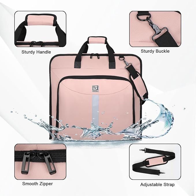 Goloni Garment Bag For Men Women Travel & Business,Hanging Clothes & Multiple Compartment,Waterproof Foldable Suit Bag Pink