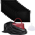 10 Pack Purse Dust Bags Large Silk Drawstring Dust Bag Cover for Handbag Shoe Storage(Black, M-19.6 × 15.7 in)