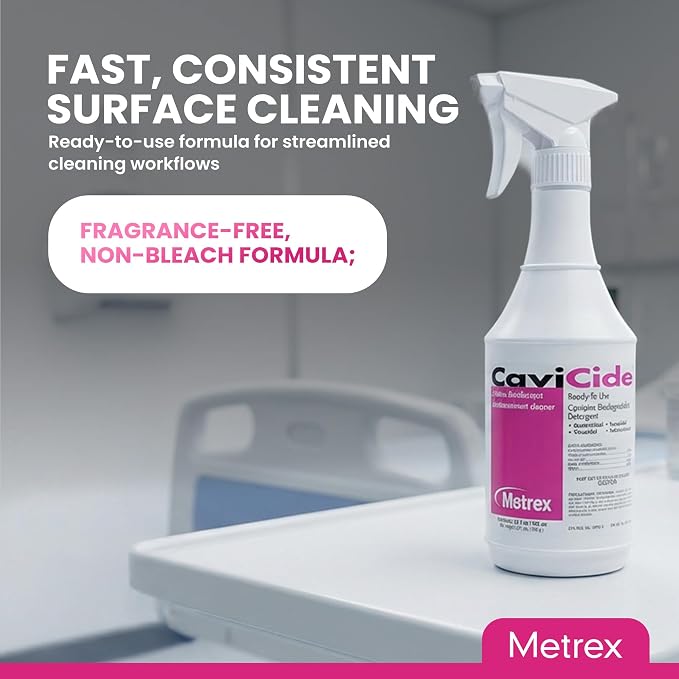 Metrex CaviCide Germicidal Surface Disinfectant Spray – EPA-Registered Quaternary Ammonium Cleaner – Kills Flu Virus, Bacteria & Fungi – Hospital-Grade for Medical, Dental & Salon – 24 fl oz, 1 Count