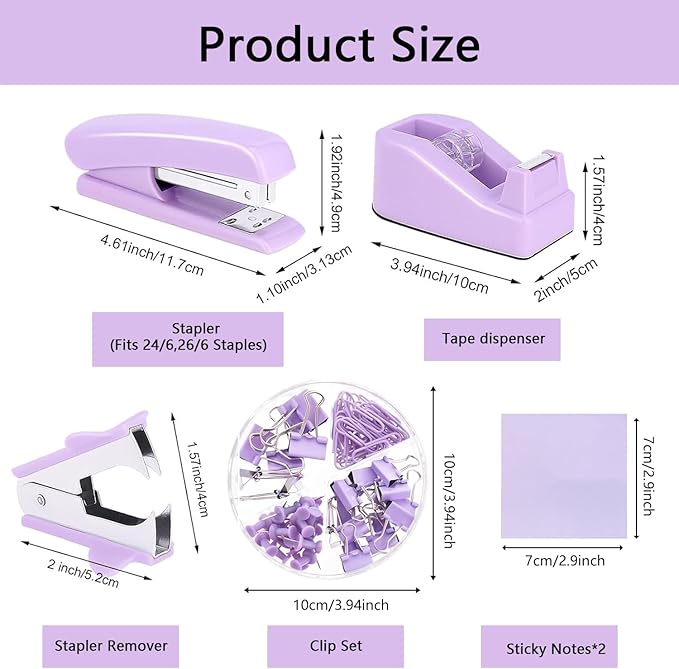 Office Supplies,Desk Accessories,with Stapler, Tape Dispenser,Desk Organizer,Folding Phone Holder,Pen,Journal Notebook,Scissor,Staple Remover,Staples,Clear Tape,Sticky Notes,Paper Clips,Bookmark,Ect