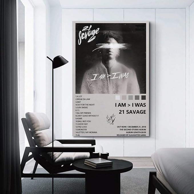 OrdaLi 21 Savage I Am I Am Album Cover Canvas Art Poster - Modern Home Bedroom Living Room Wall Art Picture Print Decor - 12x18inch(30x45cm) Unframed