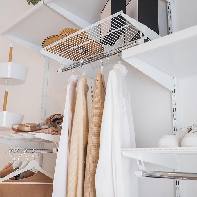 Colingmill 16 Pcs Dual Track Upright Wall Shelving System with Shelf Bracket 47. 5 Inch Heavy Duty Adjustable Storage Rack Metal Support System for Kitchen Closet Home Indoor (White)