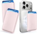 2Pack Magnetic Wallet Phone Card Holder for Phone Case with Mag-Safe, Stronger Magnetic RFID Leather Phone Wallet Stick on Series of iPhone 17/16/15/14/13/12 and Pro/Promax,2-Pack Light Pink