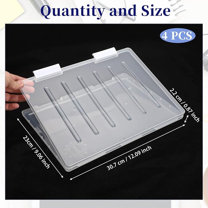 Gersoniel 4 Pcs Magazine Protectors A4 File Paper Storage Box Plastic | Magazine Covers Plastic Protector Clear Portable Project Case Holder Folder Document Organizer,2.1 x 9.1 Inch