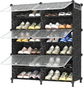 AWTATOS 6 Tier Shoe Rack Organizer, Shoe Storage Cabinet with Door, Black | 24 Pair Capacity Shoe Storage Shelves for Closet Hallway Bedroom Entryway