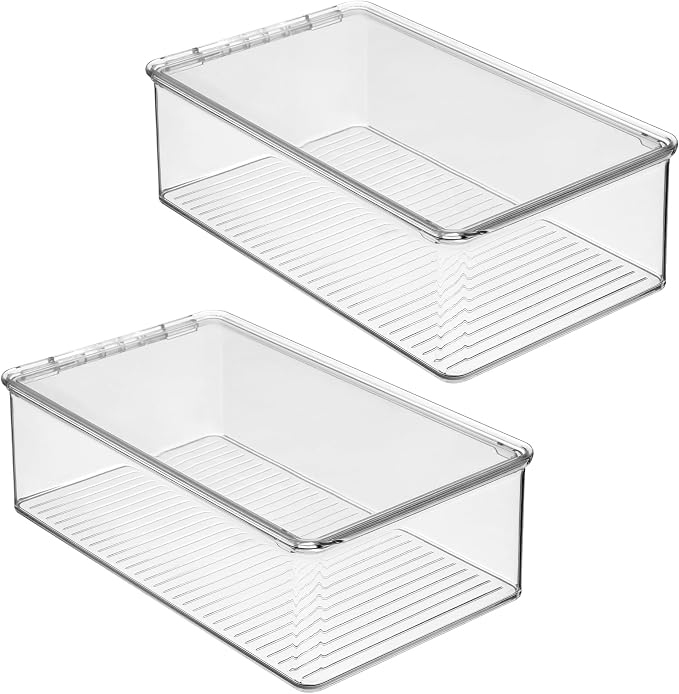 iDesign Stackable Plastic Shoe Box with Hinged-Lid, Set of 2, Clear | For Sneakers, For Sandals, For Flats