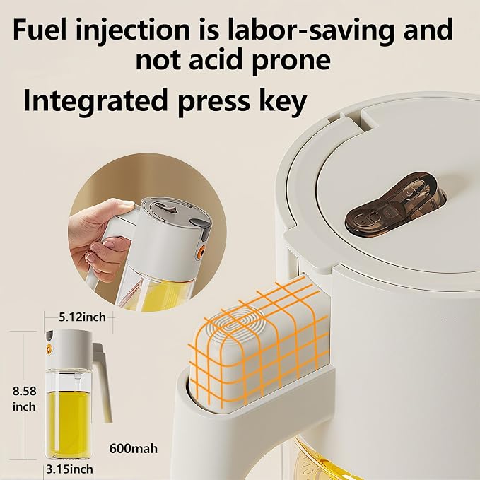 2026 New 20.3oz/600ml Olive Oil Sprayer for Cooking, Leak Glass Olive Oil Dispenser Bottle, 2 in 1 Oil Dispenser and Oil Sprayer, Switch Between Mist & Precision Pour for Air Fryer, BBQ, Salad, Baking
