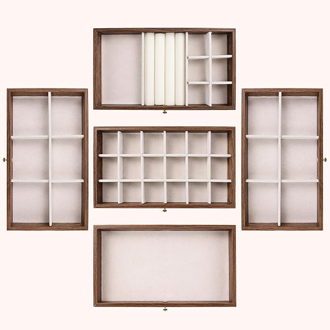 Greenfeather Jewelry Box Organizer with 5 Drawers, Jewelry Organizers and Storage with Acrylic Lid Vintage Jewelry Drawer Organizer Earrings Rings Necklace Bracelets Gift Idea for Women and Girls