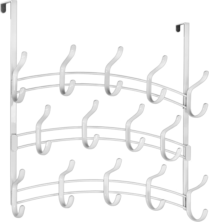LYNK Professional® Home™ Over the Door Hooks - 28 Hook – Over the Door Coat Rack - Over the Door Hanger - Hanging Towels or Clothes - Bathroom, Bedroom, Laundry Room - Lifetime Ltd. Warranty, White