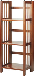 Casual Home Narrow 3-Shelf Folding Bookcase, 14" Wide, Mahagony