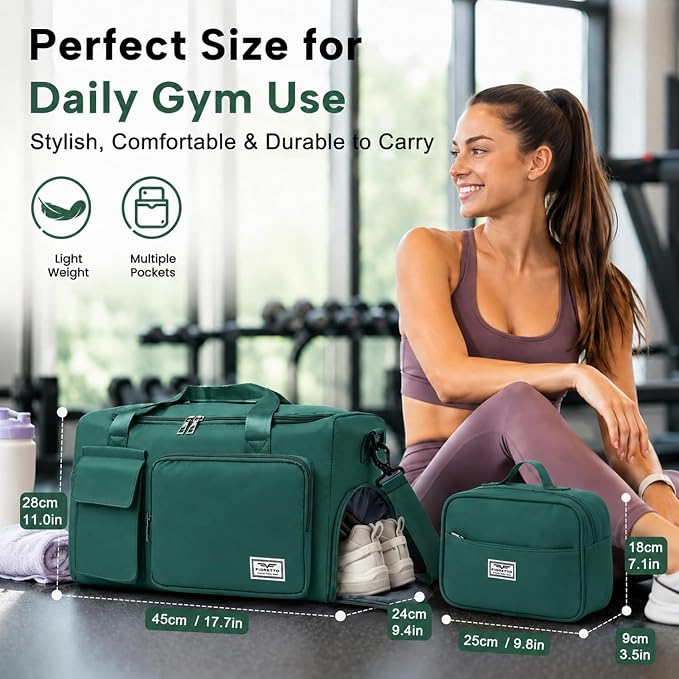 FIORETTO Women's Gym Duffle Bag with Shoes Compartment, 30L Capacity, Ideal for Travel, Gym, Sports, Duffel, Weekender