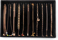 Large Jewelry Organizer for Drawer Insert Velvet Stackable Jewelry Trays for Earring Necklace Bracelet Ring Display (Black, 20 Hooks)