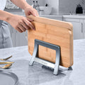 Cutting Board Rack, Auto Width Adjustable Holder Stand for Countertop & Cabinet (Gray)