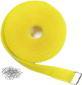 YMCRLUX 1"x16ft Hook and Loop Straps with 25 Metal Buckles, Adjustable Fastening Cable Straps, Cut-to-Length Cinch Strap, Reusable Nylon Securing Cord Ties for Organizer or Storage, 1 inch Wide,Yellow