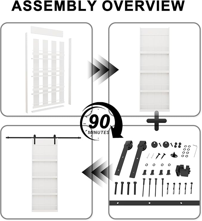 Sliding Barn Doors -Four Levels Bookshelf Style Design Installation Hardware Kit Included,36'' x 84''
