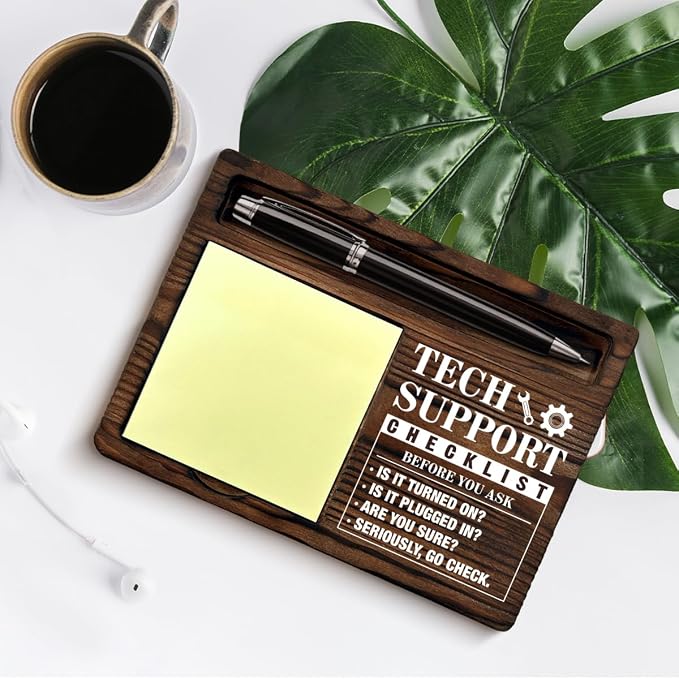 Tech Support Gifts for Women Men, Funny Gift for IT Tech Support Engineer Computer Programmer Christmas Birthday Funny Technology Gifts Sticky Note Holder Office Decor