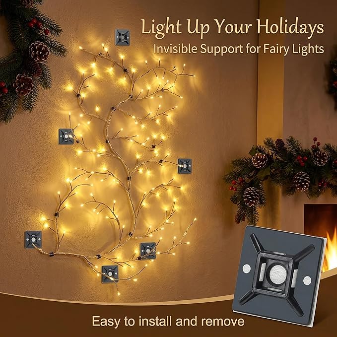 100 PCS 1" Adhesive Cable Tie Mounts – Strong Sticky Back Nylon Wire Holders for Cable Management in Home, Office, Car & Christmas Lights (BLACK-100)