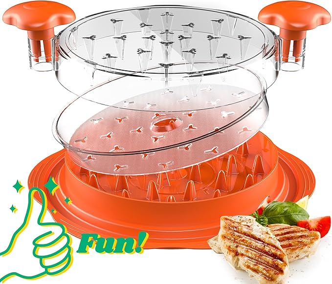 Chicken Shredder with Removable Plate - Manual Meat Shredder Tool with Transparent Lid & Cleaning Brush, Dishwasher Safe Kitchen Gadget for Shredding Chicken, Pork, Beef, Pulled Pork(Orange)