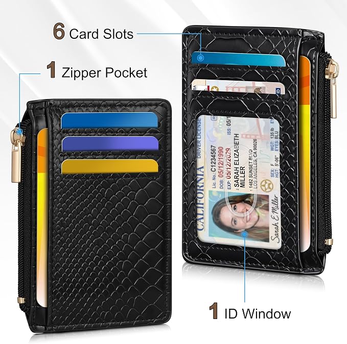 Tipmile Mens RFID Wallet, Small Slim Business Credit Card Holder, Mens Gift | Mini Tiny Cute ID Case, Minimalist Zipper Pocket Wallet, Thin Coin Purse, Mothers Gift