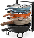 SIMPLE HOUSEWARE 5 Compartments Height Adjustable Pan Organizer, Black