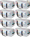 VTSVTS 8 Pack Extra Heavy Duty Large Moving Bags with Comfortable Handle & Strong Zipper,Storage Totes for Space Saving Moving Storage College Supplies Alternative to Moving Box,Iridescent