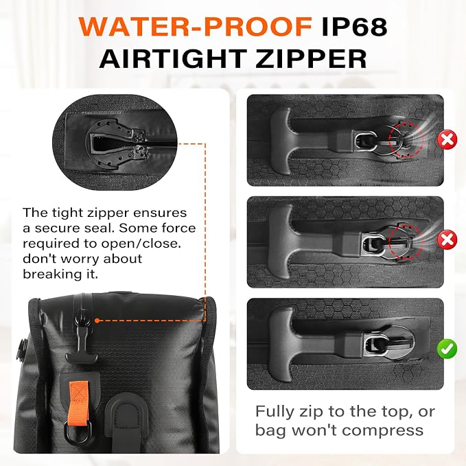 2 Pack Bag with Vacuum Travel for Suitcase, 30L Overpack Vacuum Bags w/Pump | IP68 Waterproof Compression Bags For Carry On Luggage&Backpacks, Reusable Nylon Vacuum Seal Bags For Clothing Travel Kit