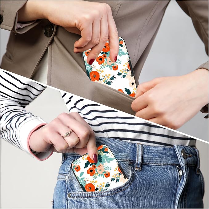 Card Holder Credit Cards Holder for Women RFID wallet women Business Card Holder Wallet Mini Aluminum Card Wallet RFID Blocking Slim Metal Hard Card for Women, Brightly Colored Flowers