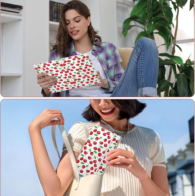 Floral Business Card Book Holder Organizer for Women, 240 Card Capacity, Stylish Name Card and Credit Card Holder for Professionals (Cherry)