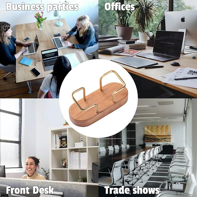 muso wood Business Card Holder for Desk, Wooden Creative Business Card Display for Desk, Wood Business Card Stand for Office, Tabletop (Cherry 2pack)