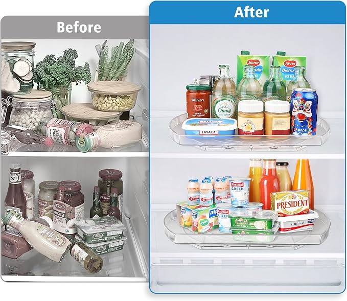 Lazy Susan Turntable for Refrigerator, Square Turntable Organizer for Fridge Cabinet, Pantry, Countertop | 16.5" x 11.1" (Rectangle 1 Pack - Clear)