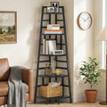 CHOEZON 70.1-Inch 5-Tier Tall Corner Shelf, Narrow Bookshelf for Small Spaces, Industrial Bookcase Display Stand for Living Room, Bedroom, Office, Black TCJ25BB