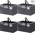 Extra Large Moving Bags, Heavy-Duty Storage Totes with Zipper Top and Sturdy Handles, Moving Supplies for Space Saving and Packing, Collapsible Storage Bags, Black & Gray, 100L, 4-Pack