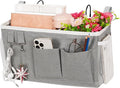 Lilithye Bedside Caddy Bedside Organizer Bedside Storage Caddy with Fixed Straps and Water Bottle Holder for Home College Dorm Bunk Bed Hospital Bed Crib Bed Rails (New Grey)