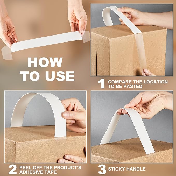 Frienda 25 Pcs 30 Pounds Carry Load Adhesive Carry Handle Plastic and Foam Self Adhesion Carrying Handle Strap Heavy Duty Package for Boxes and Bags Packing Grip Moving Lifting Carrying