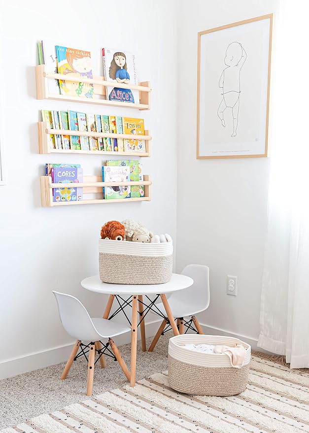 Brown Cotton Rope Baskets for Shelves, Set of 3 - 15"×10"×9½" - Woven Storage Baskets for Organizing - Closet, Nursery, Bedroom, Playroom - Toys, Books, Towels, Clothes