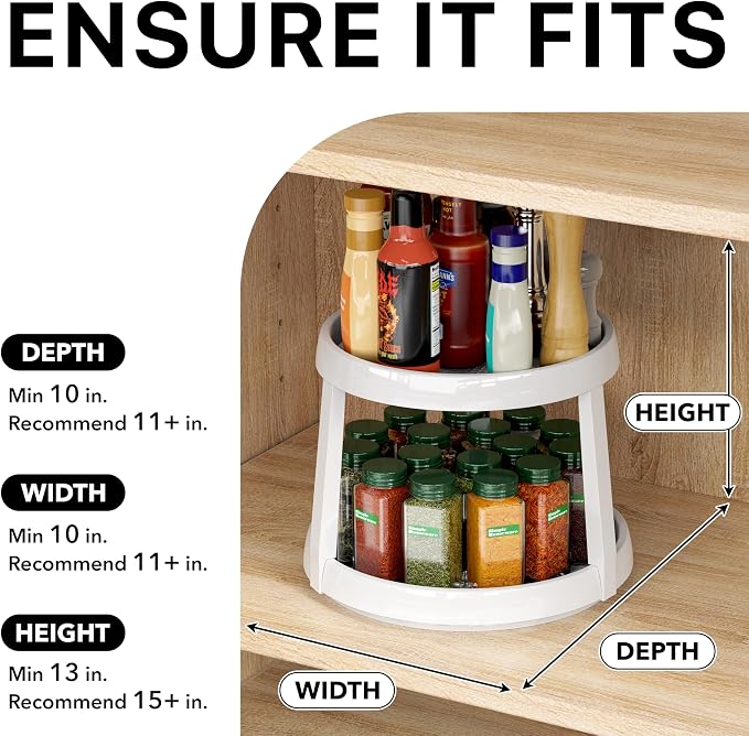 Simple Houseware 2-Tier Lazy Susan Spice Organizer, 10-Inch, White/Gray