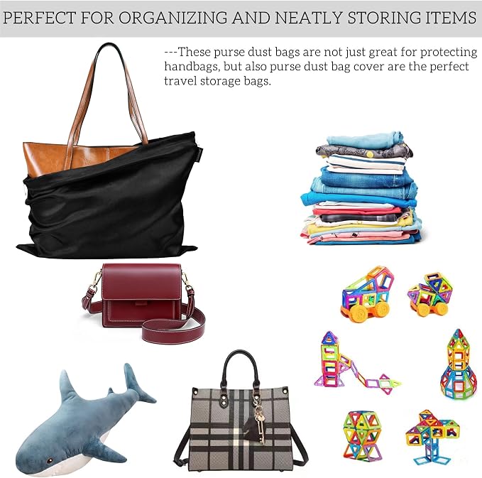 12 Pack Dust Bags for Handbags Storage Silk Cloth Bag With Drawstring Travel Storage Pouch for Handbag Purse Shoes Boots