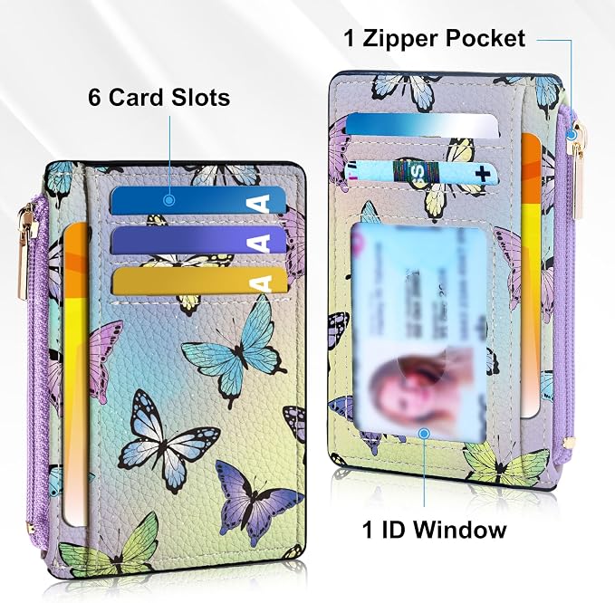 Tipmile Womens Credit Card Holder Wallet, Small Slim RFID Blocking Sleeve | Mini Tiny Cute ID Case, Minimalist Zipper Pocket Wallet, Thin Coin Purse, Mothers Gift