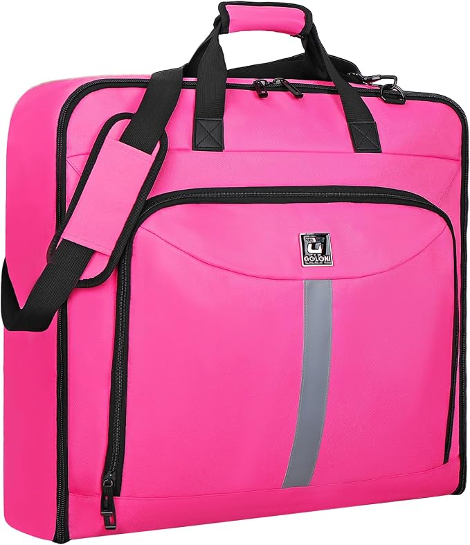 Goloni Garment Bag For Men Women Travel & Business,Hanging Clothes & Multiple Compartment,Waterproof Foldable Suit Bag Rose