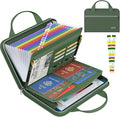 Tamfile Fireproof Accordion File Organizer with Handle, 13 Pocket Colorful Expanding File Folder with Zipper & Labels, File Folder with Multi-Pockets Paper Organizer Folder for Letter A4 Files (Green)