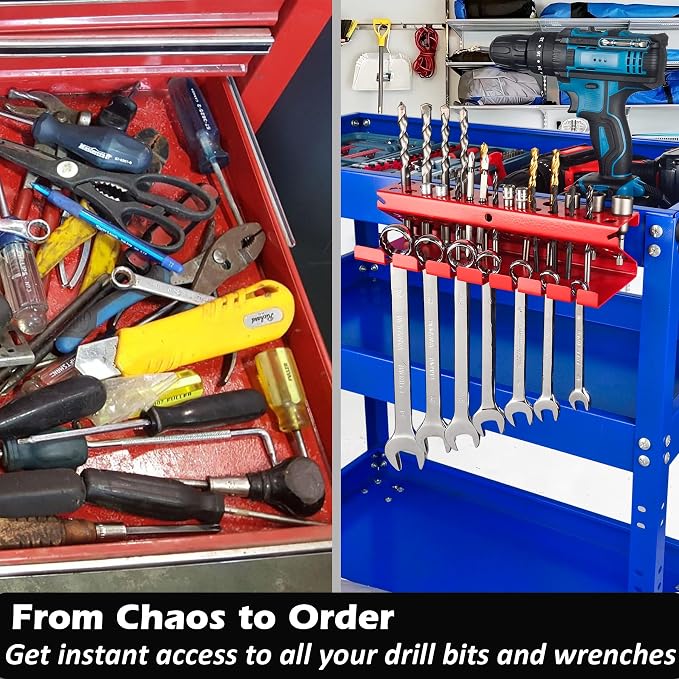MUTUACTOR Magnetic Screwdriver Rack,1PCS Heavy Duty Magnetic Mount Red Screwdriver Organizer,Magnetic Tool Holder Durable Storage Holder for Multiple Screwdriver Plier Shear Tool Chest Cart Workbench